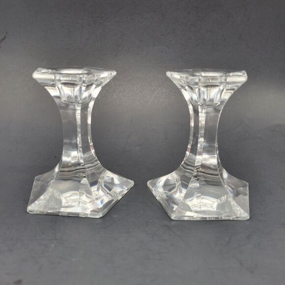 Set of 2 Joseph Riedel Austrian Crystal Candle Stick Holder Vintage - Picture 2 of 9